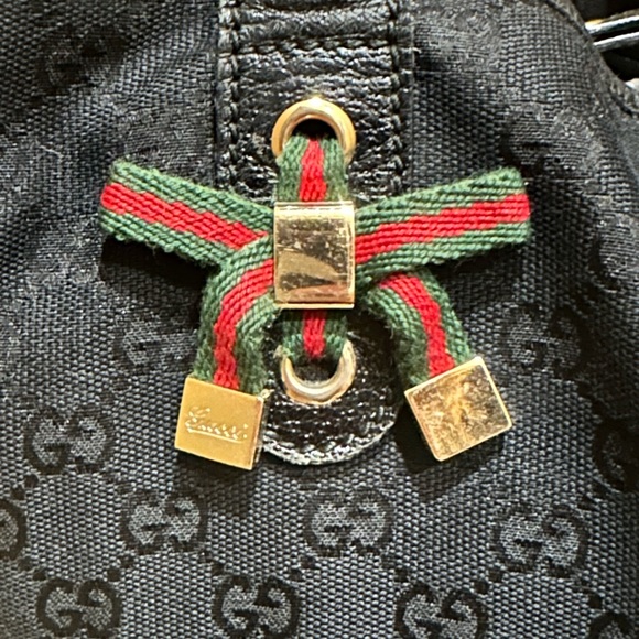 Gucci Princy Black GG Webbed Canvas Tote - Picture 2 of 11